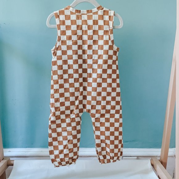 Sleeveless Checkered Jumpsuit - Never Worn (18-24 Month/size 100) - Picture 2 of 6